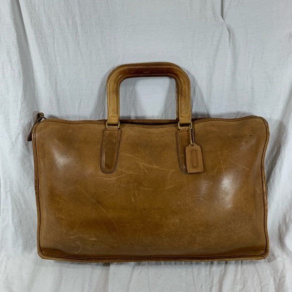Genuine vintage COACH  tan leather briefcase portfolio New York City 80s - Picture 1 of 15